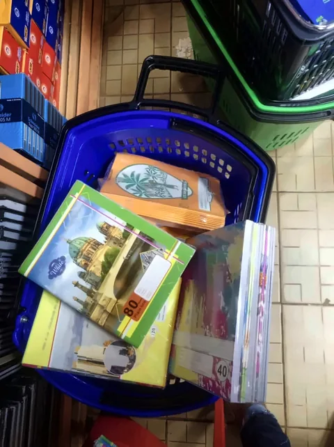 Cahiers et livres scolaires rassemblés pour la rentrée